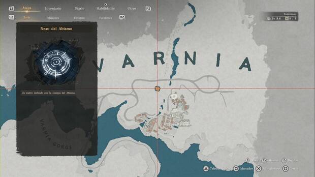 Crimson Desert - Nexos del Abismo en Varnia,  ubicaci�n del punto de viaje r�pido Tierra Santa