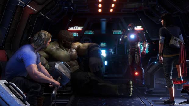 En el Quinjet modificaremos al superh�roe antes de la misi�n mientras nos coordinamos con otros jugadores o los buscamos con el matchmaking.