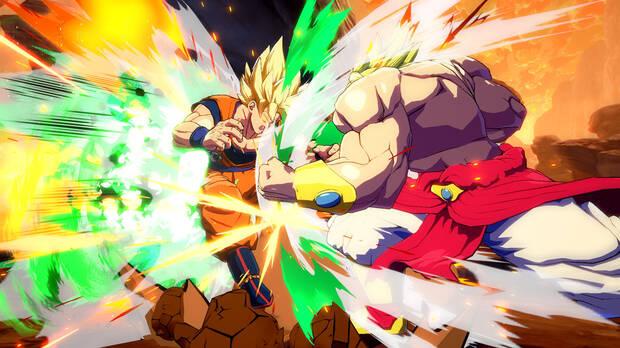 Broly embiste y arrasa con todo con suma facilidad.