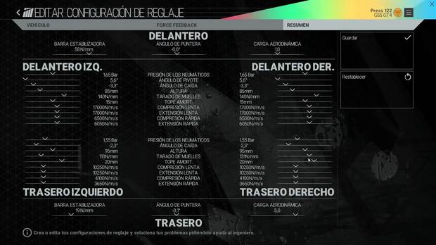 Podremos personalizar al milímetro prácticamente cualquier parámetro del juego, ya sea para configurar los coches, el tipo de conducción, los controles o las pruebas en las que queramos competir.