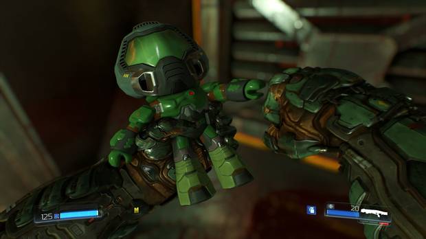 En los escenarios podemos encontrar multitud de coleccionables y secretos, algunos muy curiosos, y que encantarán a los fans de los 'Doom' originales.