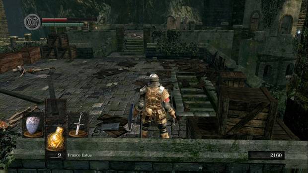 Dark Souls Remastered, Burgo de los no muertos, Escaleras, Camino al Mercader no muerto (hombre), Uchigatana