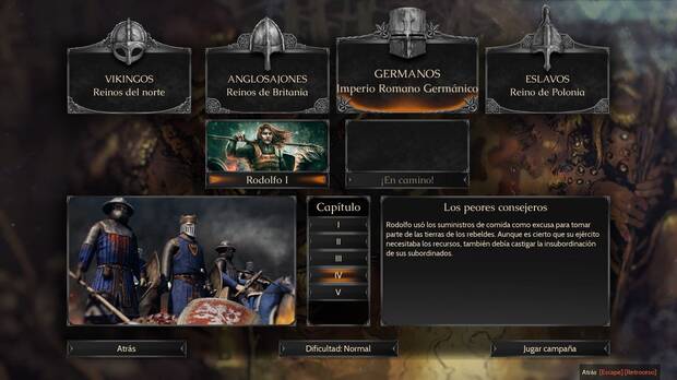 Cada ej�rcito tendr� diferentes campa�as de cinco cap�tulos. En total completarlas todas nos llevar� unas 20/25 horas de juego.