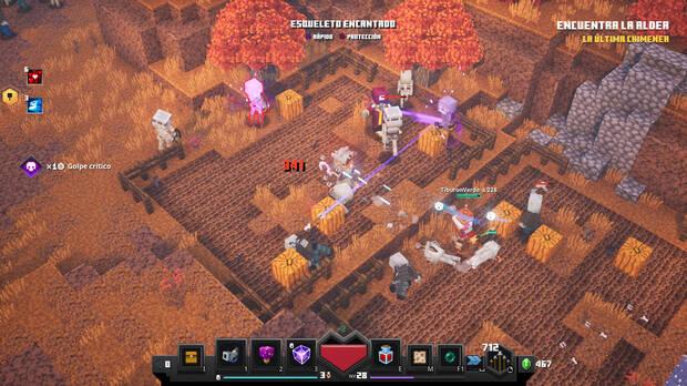 Los enemigos y la estética de 'Minecraft' está presente en cada imagen del juego, pero más allá de eso no hay nada de la esencia del juego: ni construcción ni destrucción.
