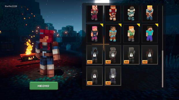 Nuestro avatar lo elegimos entre varios creados por Mojang. Hay algunos de ellos que son de pago. El título también se ampliará con dos expansiones, también vía DLC.
