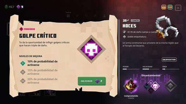 Pasar del modo normal al modo aventura no solo aumenta la dificultad, sino que añade algunos enemigos nuevos (tampoco demasiados) y encantamientos adicionales denominados 'poderosos'.