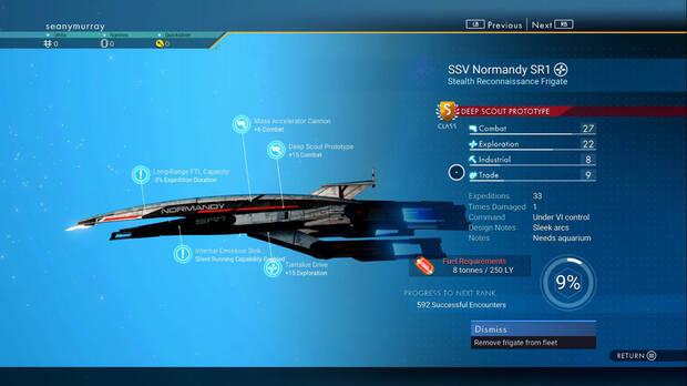 La Normandy de Mass Effect en No Man's Sky.