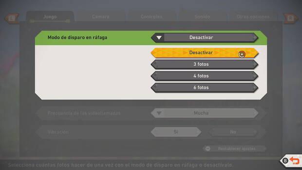 New Pokémon Snap - Configurar el modo ráfaga