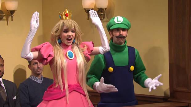 Princesa Peach y Luigi en el sketch de Saturday Night Live.