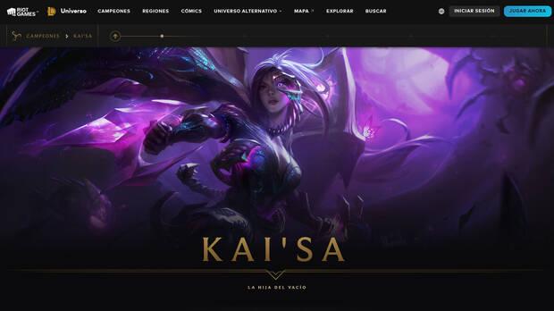 LoL - Splash art de Kai'Sa con elementos del vaco