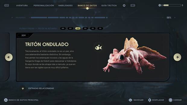 Star Wars Jedi: Survivor - Ficha de datos del Tritón ondulado