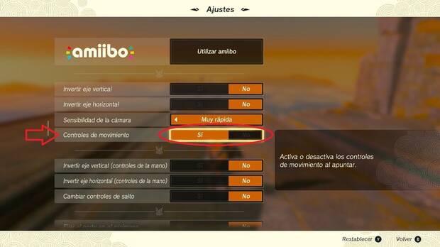Zelda: Tears of the Kingdom - Ajuste para desactivar los controles de movimiento