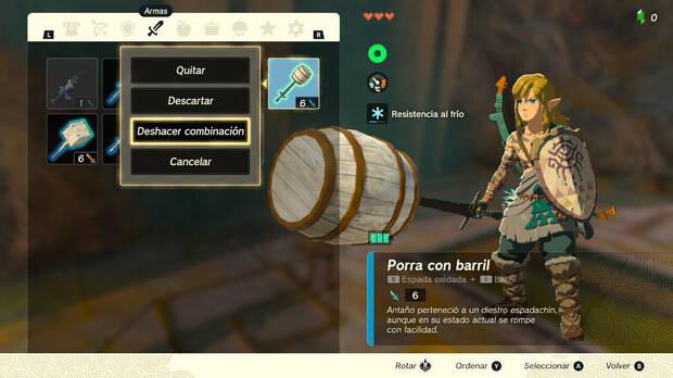 Zelda: Tears of the Kingdom - Separar combinaciones de armas