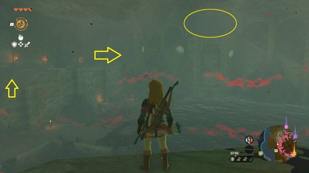 Zelda: Tears of the Kingdom - Llegar hasta el escudo hyliano en el embarcadero del castillo