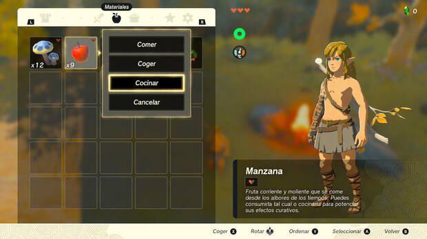 Zelda: Tears of the Kingdom - Cocinar recetas a partir de ingredientes