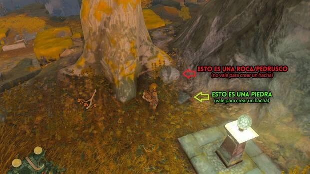 Zelda: Tears of the Kingdom - Diferencia entre piedras y rocas para hacer un hacha