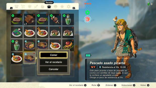 Zelda: Tears of the Kingdom - Cocinar recetas y elixires para protegerse del frío