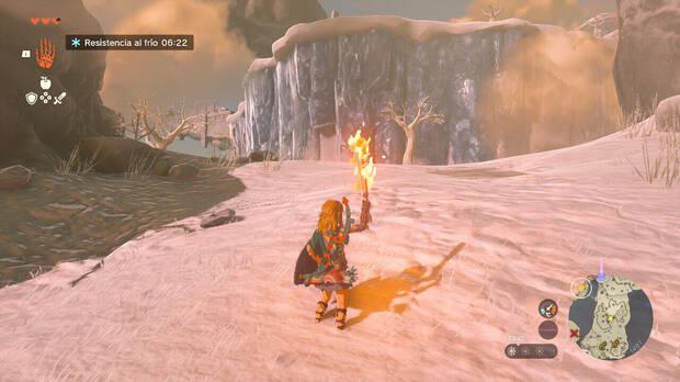Zelda: Tears of the Kingdom - Equipar armas de fuego para calentarse
