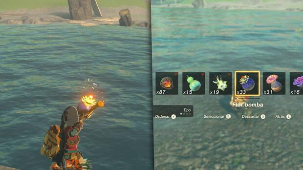 Zelda: Tears of the Kingdom - Pescar peces con bombas