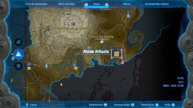 Zelda: Tears of the Kingdom - Localización de la aldea de Arkadia