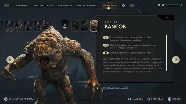 Star Wars Jedi: Survivor - Escáner del enemigo Rancor