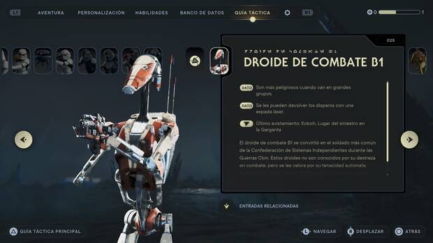 Star Wars Jedi: Survivor - Escáner del enemigo Droide de combate B1