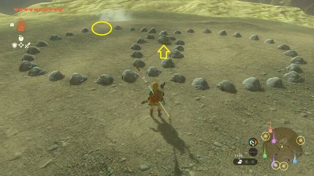 Zelda: Tears of the Kingdom - Solución puzle Kolog: Círculos de piedras