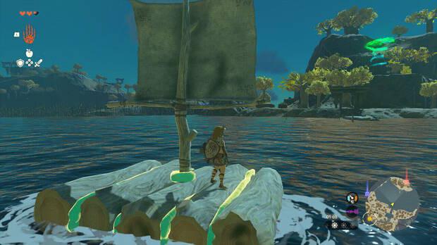 Zelda: Tears of the Kingdom - Mejores vehículos básicos: Balsa con una vela