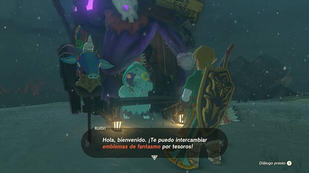 Zelda: Tears of the Kingdom - Utilizar los emblemas de fantasmo en el puesto ambulante de Koltin