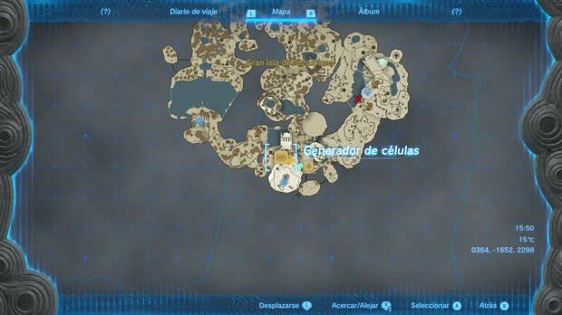 Zelda: Tears of the Kingdom - Ubicación del generador de células en la Gran isla de los albores