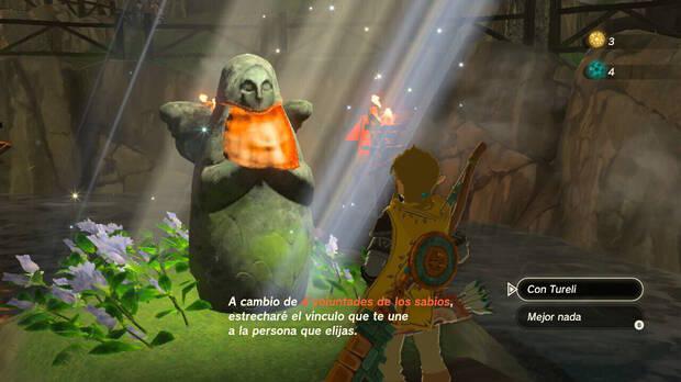 Zelda: Tears of the Kingdom - Entregar voluntades de los sabios en una efigie de la Diosa