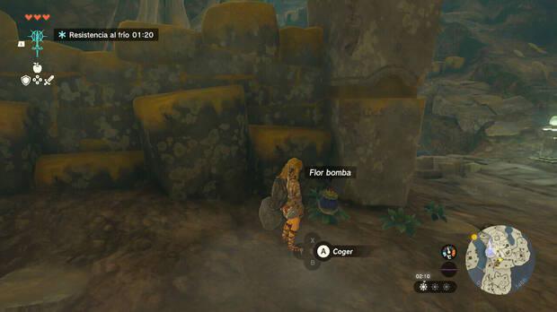 Zelda: Tears of the Kingdom - Encontrar flores bombas en cuevas y pozos