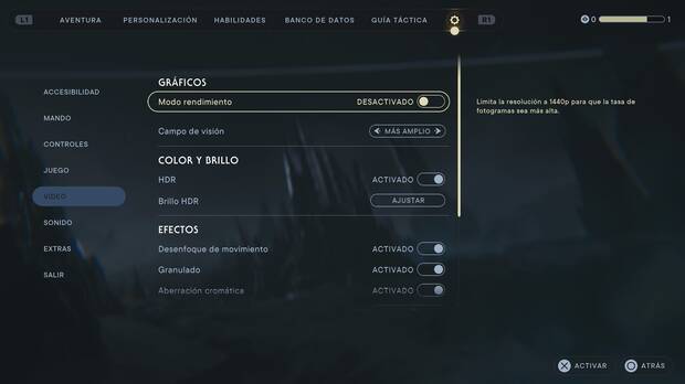 Star Wars Jedi: Survivor - Cambiar los modos gráficos en consola