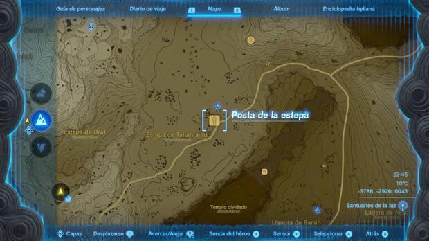 Zelda: Tears of the Kingdom - Localización en el mapa de la Posta de la estepa