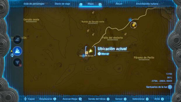Zelda: Tears of the Kingdom - Entrada al Club Secreto Gerudo en el mapa