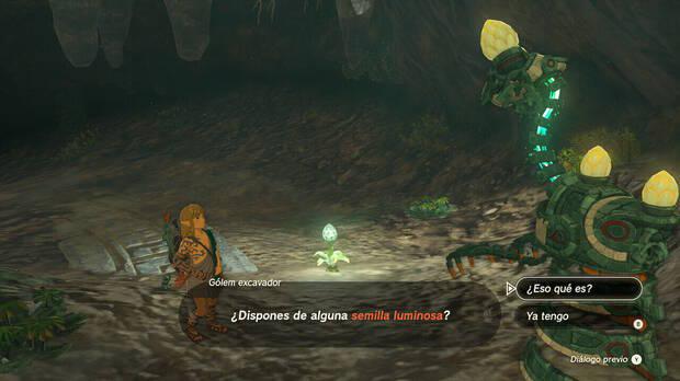Zelda: Tears of the Kingdom - Utiliza semillas luminosas para tener luz en zonas oscuras