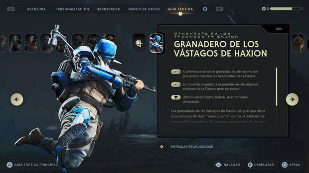 Star Wars Jedi: Survivor - Escáner del enemigo Granadero de los Vástagos de Haxion