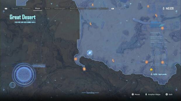 Stellar Blade - Robots: ubicación del robot en la esquina suroeste del Gran Desierto, cerca de la entrada a Xion