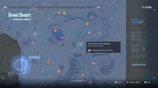 Stellar Blade - Latas en el Gran Desierto: ubicación de la lata Agua de estrellas al oeste del campamento Oeste de las ruinas enterradas