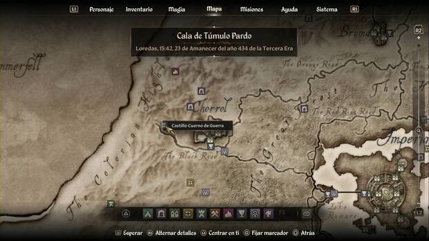 The Elder Scrolls IV: Oblivion - Castillo Cuerno de Guerra, ubicación en el mapa