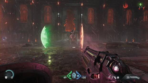 DOOM: The Dark Ages - Aldea de Khalim, proyectiles verdes del jinete del demonio gigante