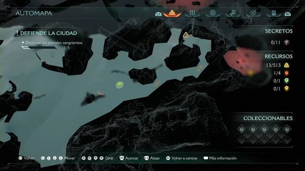 DOOM: The Dark Ages - Asedio: parte 1, piezas de oro en la parte derecha del mapa