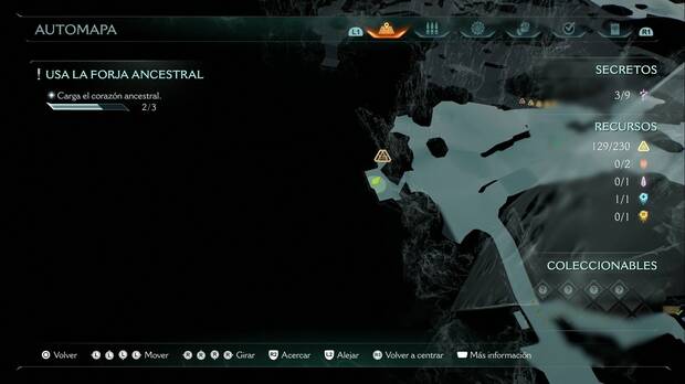 DOOM: The Dark Ages - Forja Ancestral, andamio con piezas de oro en el borde este del mapa