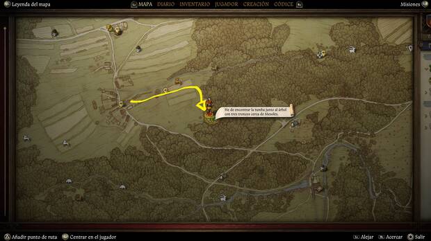 Kingdom Come: Deliverance 2 - Localización en el mapa de la tumba de Voyta cerca de Mesoles de la misión Dios dispone