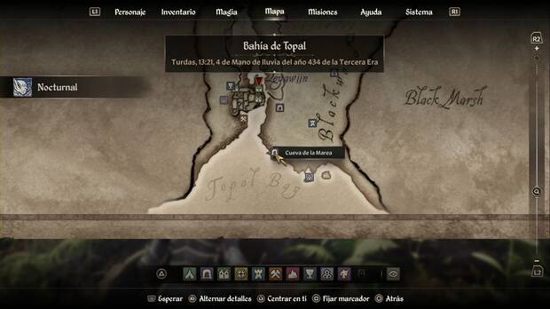 The Elder Scrolls IV: Oblivion Remastered - Nocturnal, ubicación de la Cueva de la Marea