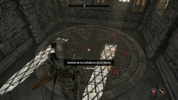 The Elder Scrolls IV: Oblivion Remastered - El Priorato de los Nueve, símbolo de los Caballeros de los Nueve en el suelo