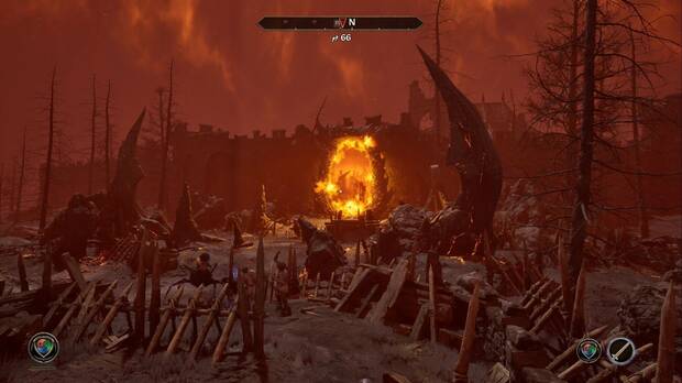 The Elder Scrolls IV: Oblivion Remastered - Encontrar al Heredero, batalla entre soldados y daedra frente a un portal a oblivion a las afueras de Kvatch