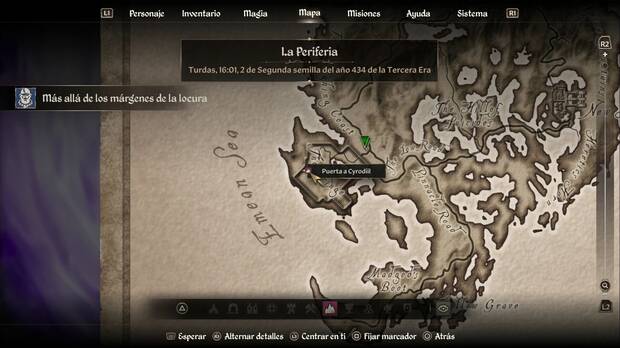 The Elder Scrolls IV: Oblivion Remastered - Más allá de los márgenes de la locura, ubicación de la Puerta a Cyrodiil