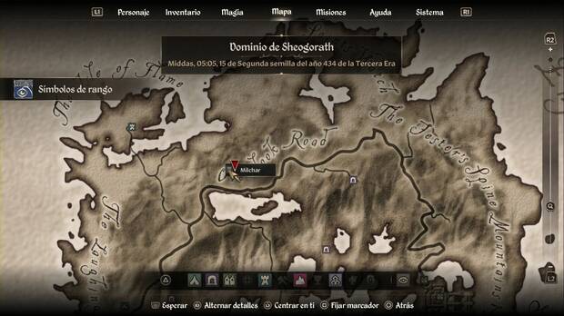 The Elder Scrolls IV: Oblivion Remastered - Símbolos de rango, ubicación de Milchar en la zona noroeste de las Islas Temblorosas
