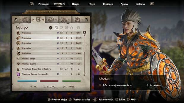 The Elder Scrolls IV: Oblivion Remastered - Mejores armas y armaduras, personaje con la armadura de ámbar